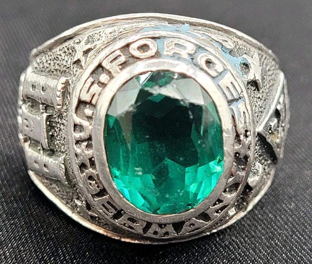 Men\'s Sterling WW2 Military Ring U.S. FORCES, ENGR CORPS GERMANY, OLD IRONSIDES 
