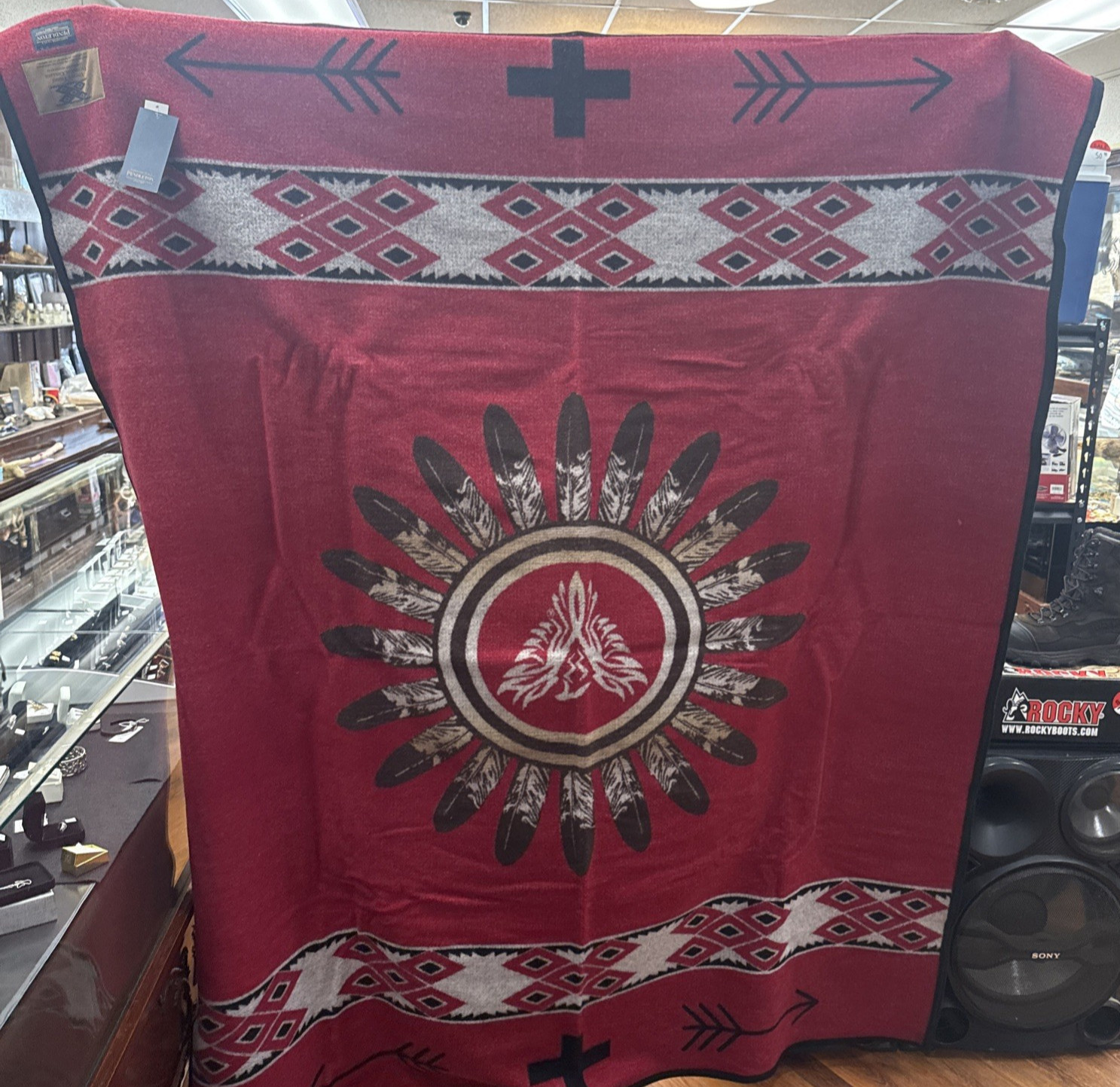 Pendleton United Tribes Technical College Wool Blanket Red Native Design