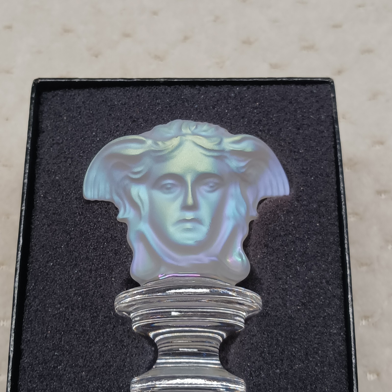 Versace X Rosenthal Iridescent Glass Medusa Head Wine Bottle Stopper with Box