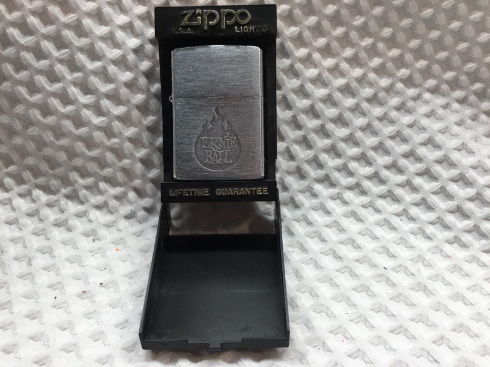 1997 ERNIE BALL BRUSHED CHROME ZIPPO LIGHTER RARE