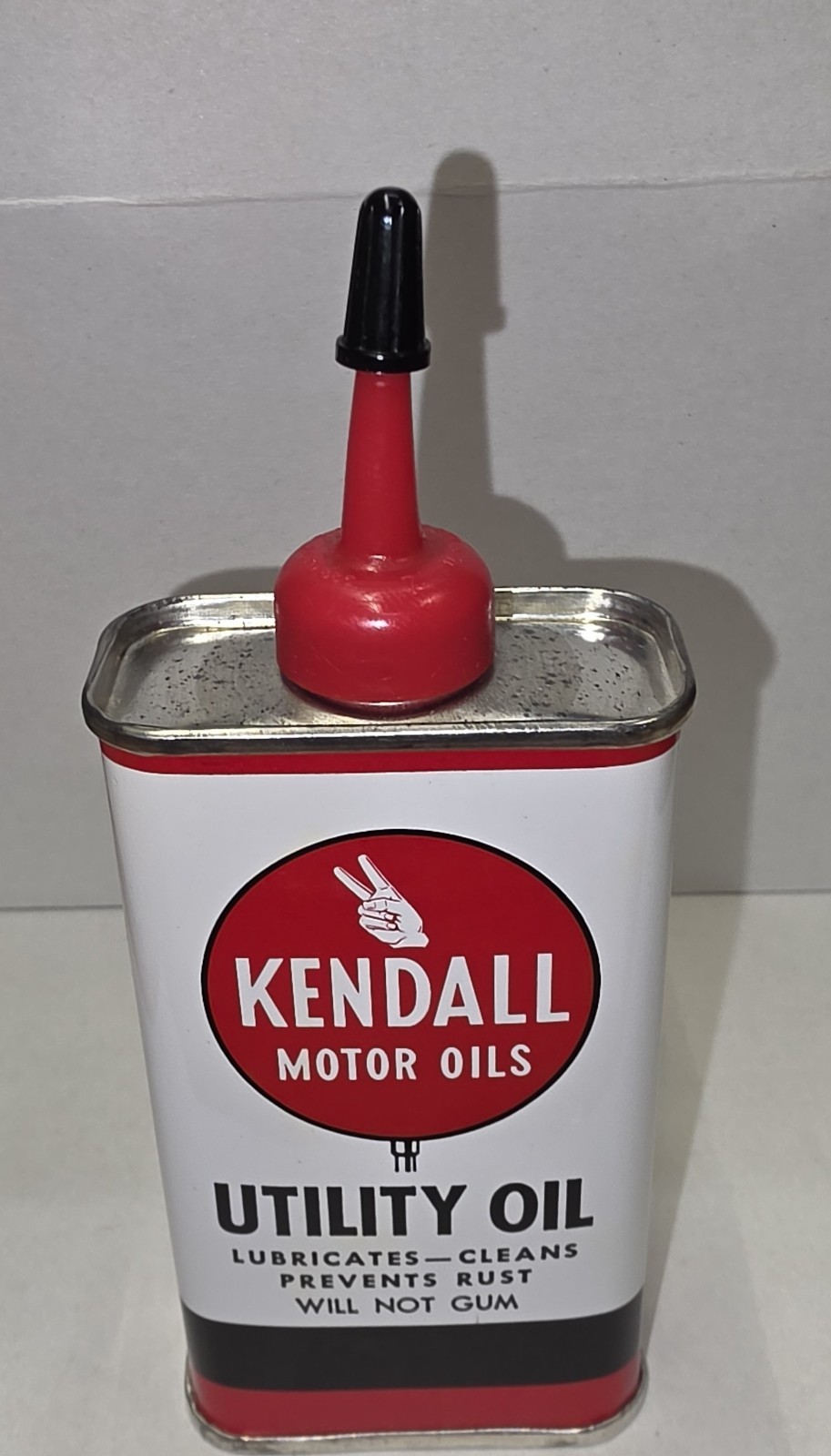 Vintage 50's-60's Kendall Utility Oil 4oz, Uncut Spout, Oiler, Near Mint