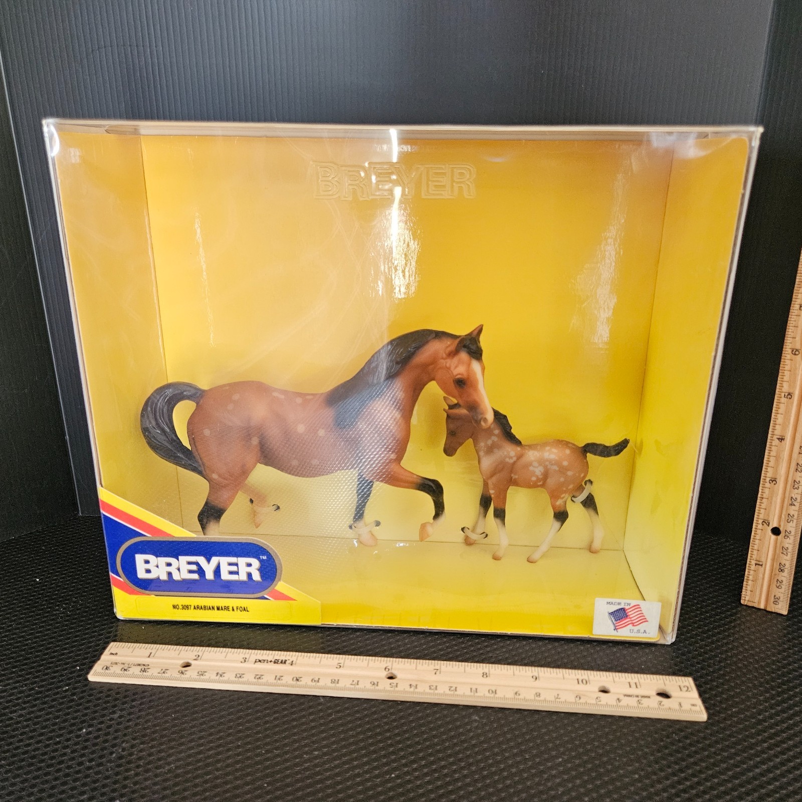 Breyer Classic 3097 ARABIAN MARE & FOAL Dapple Brown Set 1997 Package Wear NEW