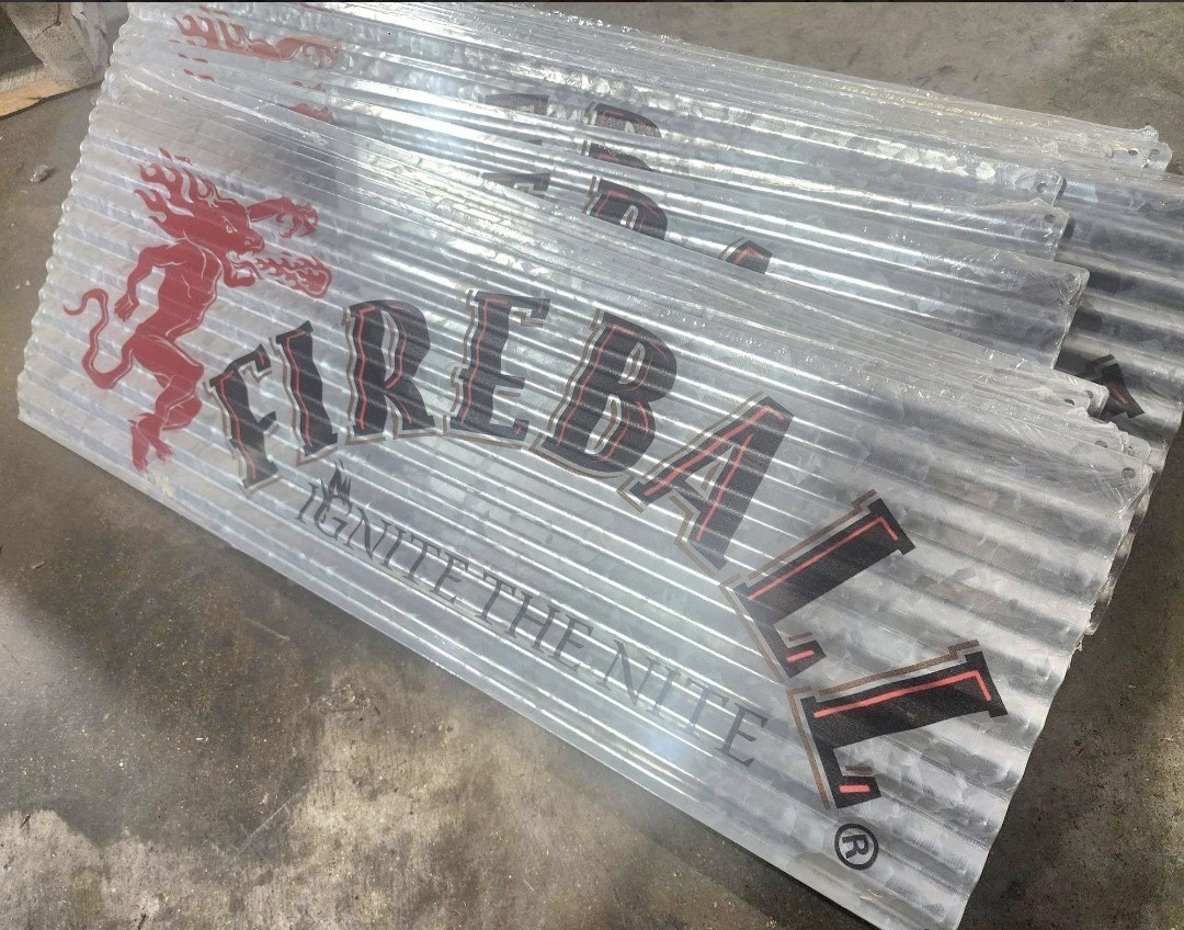 Fireball Whisky Corregated Metal Sign  24\