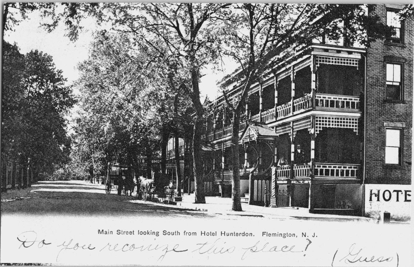 Vintage Postcard 1901-1907 Main Street, Hunterdon (Union) Hotel, Flemington, NJ