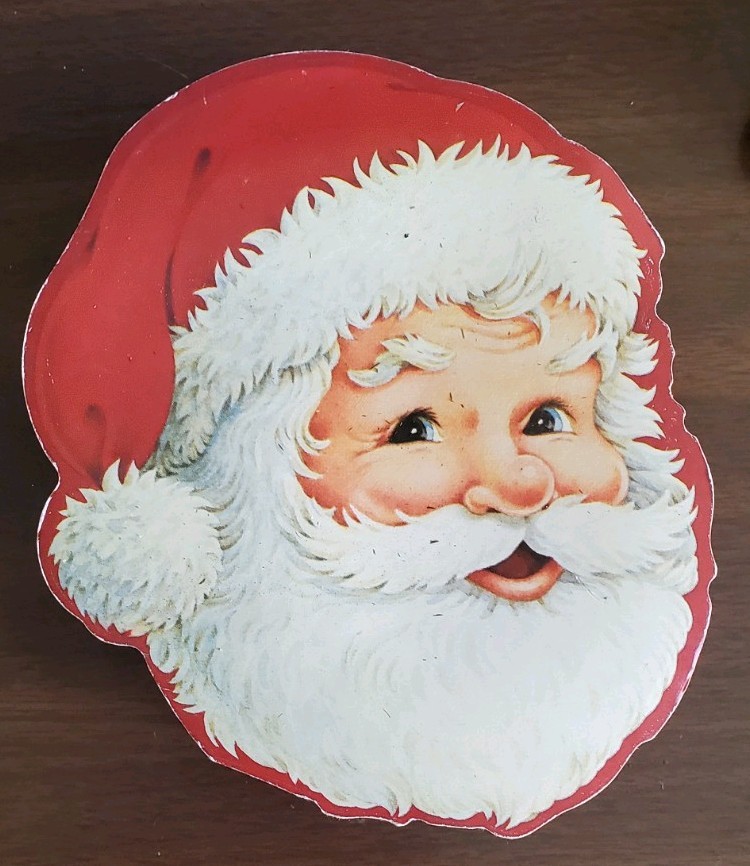 Vintage Empty Box Hallmark Figural Santa Christmas Candy BOX ONLY plastic inside