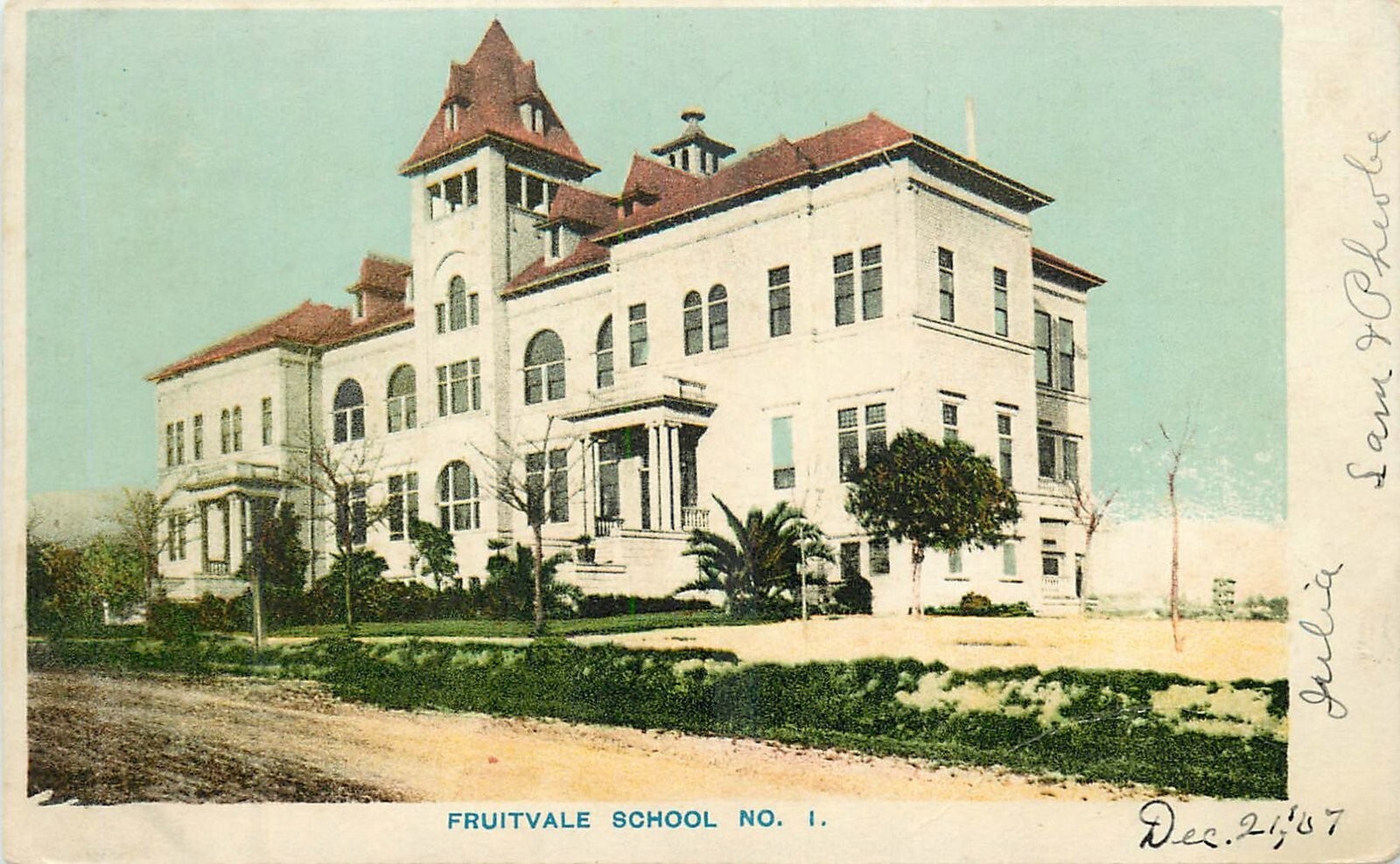 C-1905 Oakland California Fruitvale School # 1 undivided Postcard 24-12212