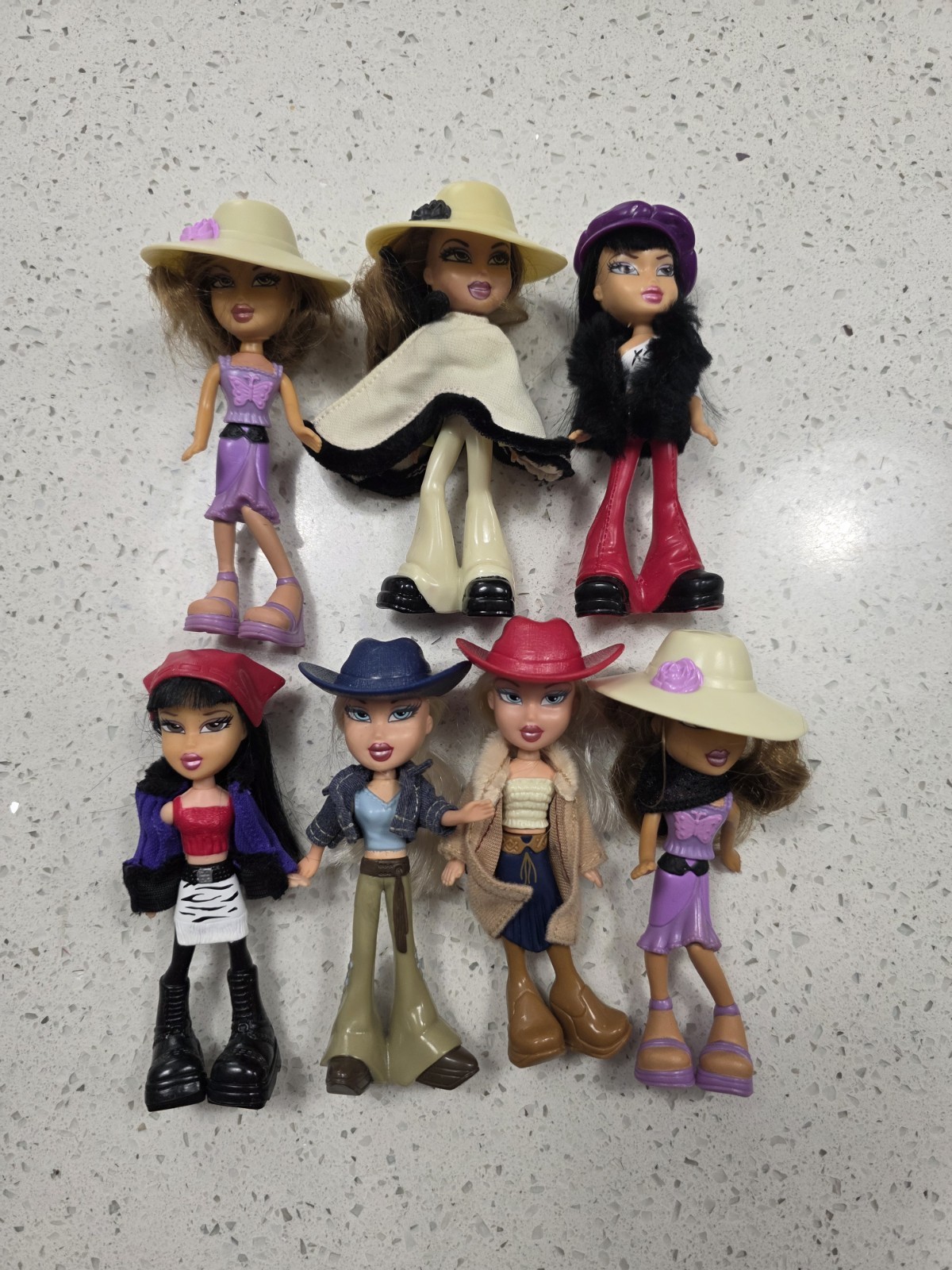 Vintage 2003 McDonald\'s Bratz Happy Meal mini fashion dolls with hats/outfits