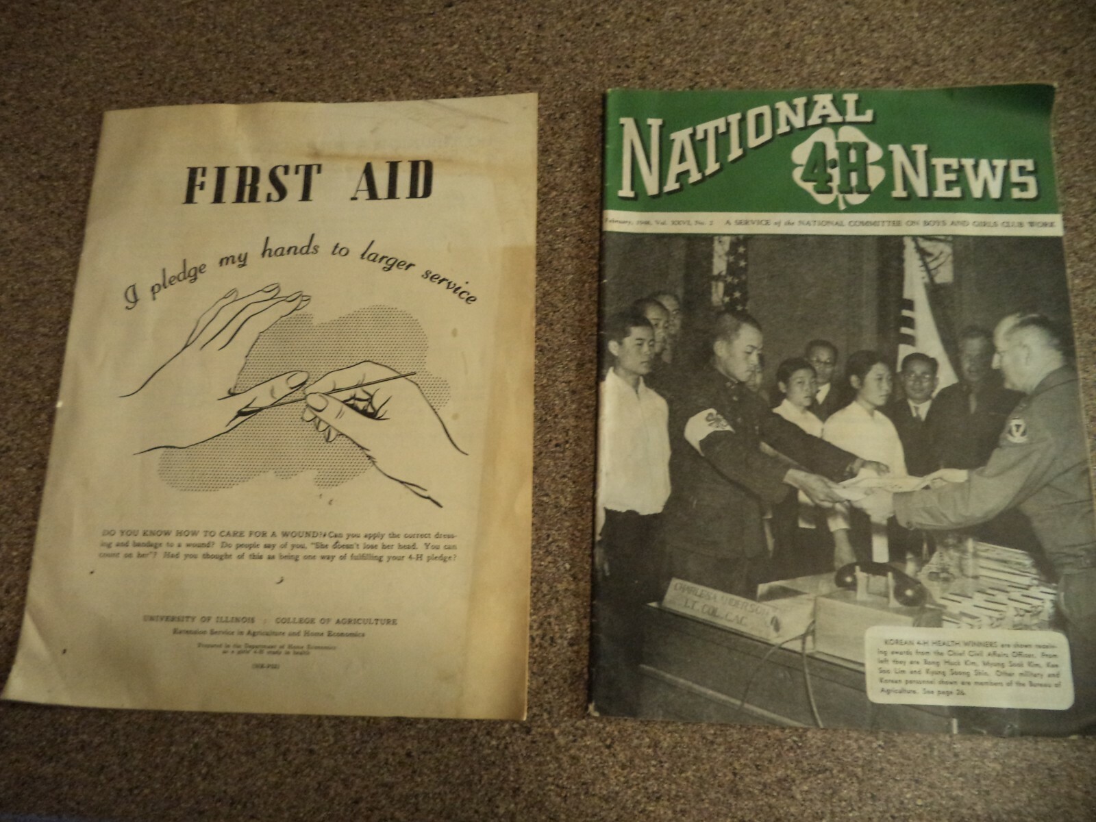 Vintage 1948 NATIONAL 4H NEWS MAGAZINE~ TRACTOR ADS ~ TEXACO  ~ FIRST AID ~2 LOT