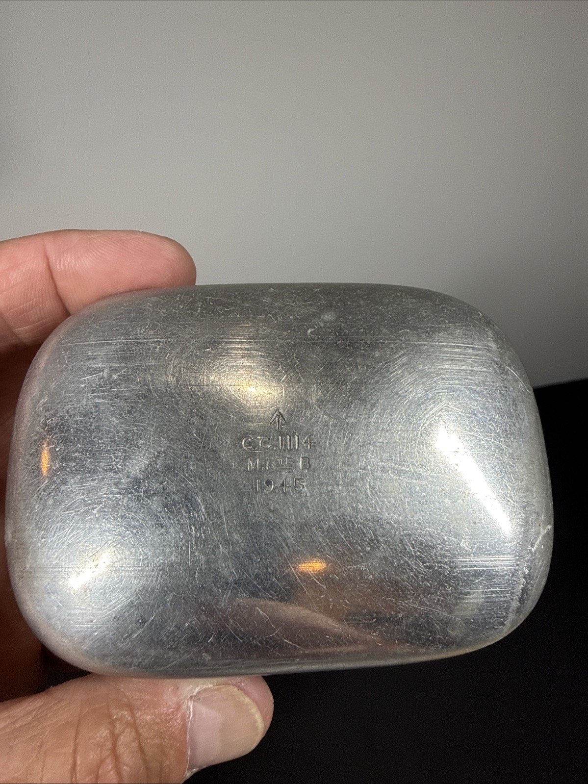 World War II War Department Aluminium Soap Tin Dated 1945