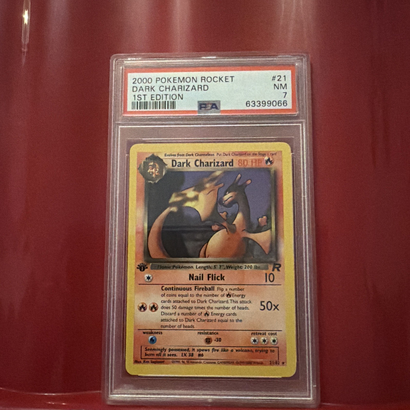 PSA 7 Dark Charizard 21/82 Team Rocket 1st Edition Non-Holo WOTC 2000 Pokemon