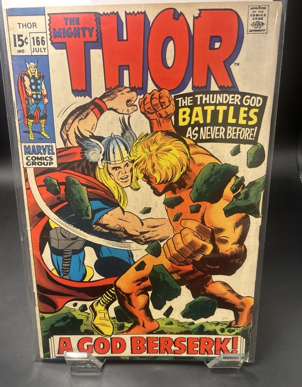 The Mighty Thor #166 (Marvel Comics July 1969) Jack Kirby 2nd Warlock