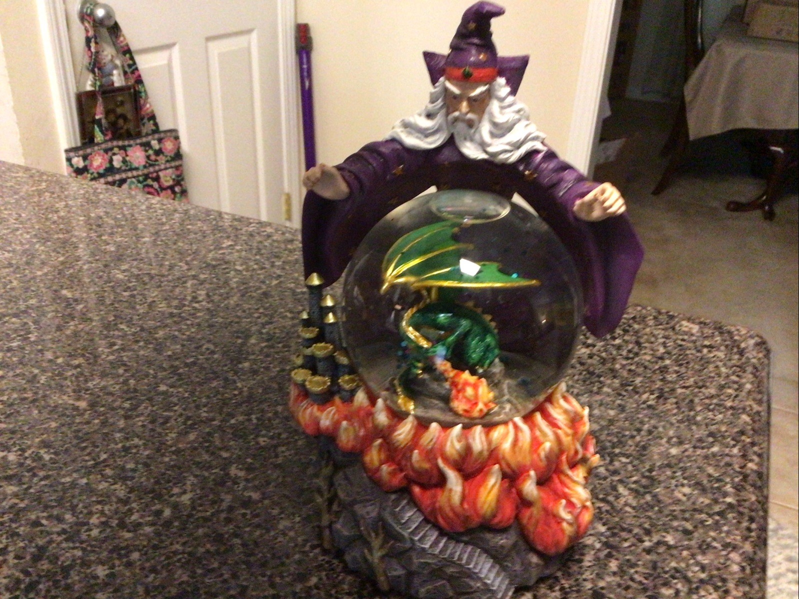 Mystical Magic Merlin Looking Into Globe Musical Wind Up “Chariots Of Fire”
