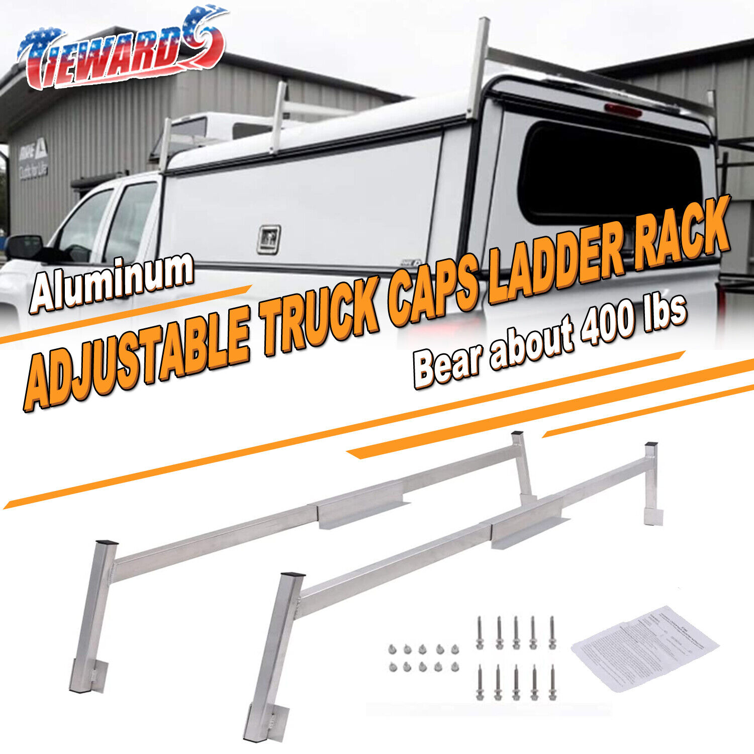 Tiewards Universal Adjustable Aluminum Ladder Rack for Enclosed Trailer & Topper