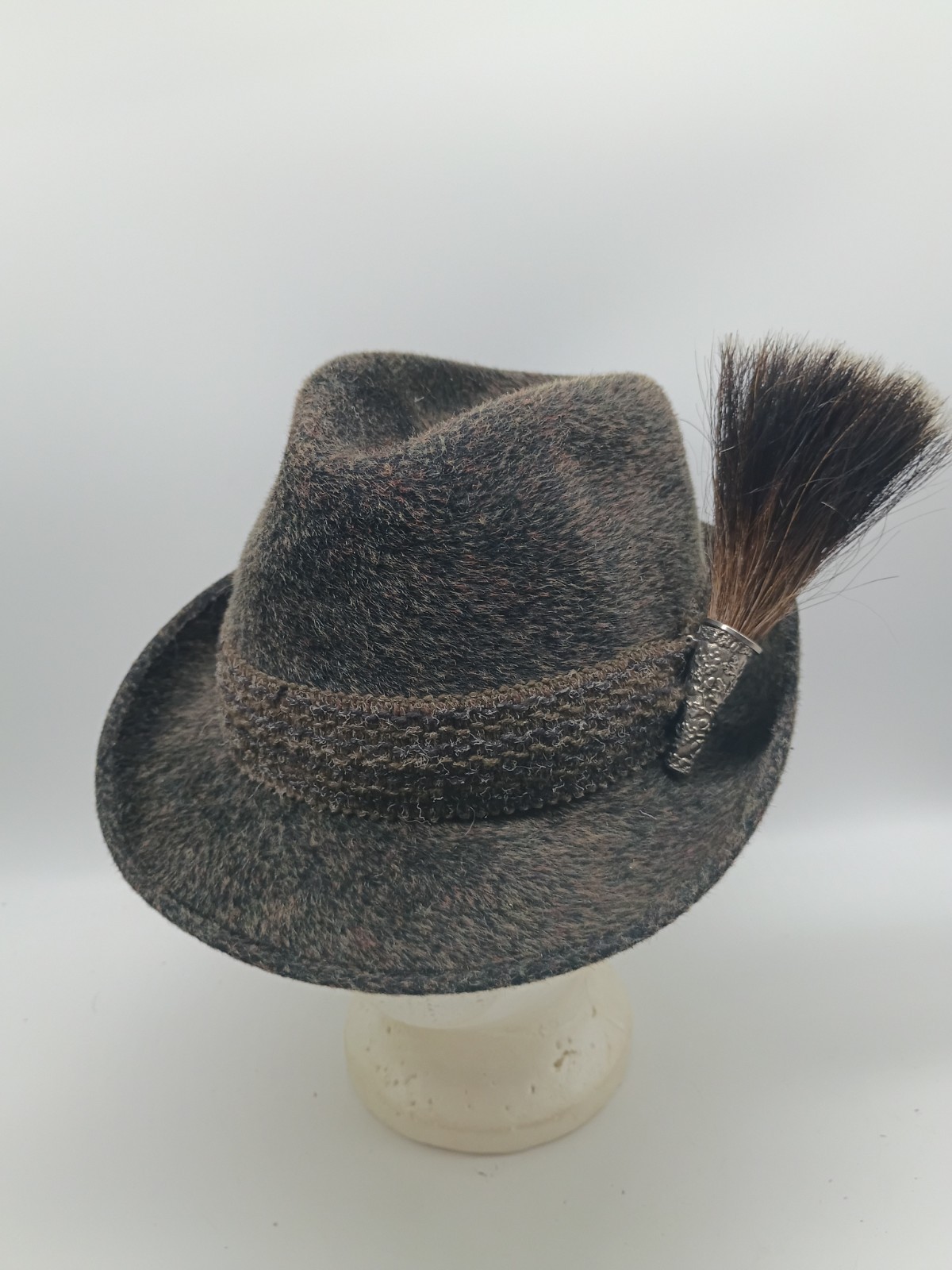 Vintage Authentic Lembert Alpine Tyrolean Fur Felt Hat Gamsbart Plume Germany