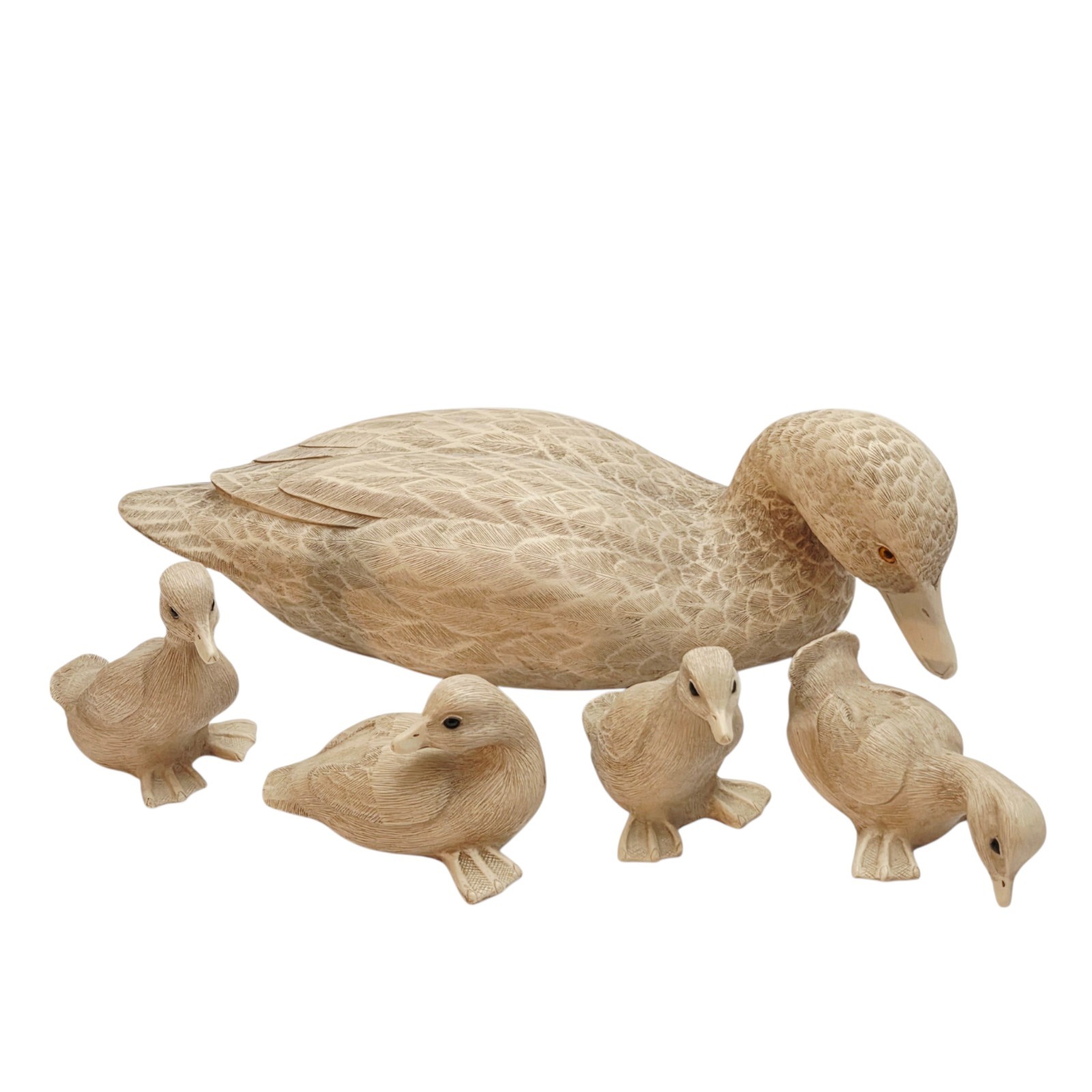 Duck Family Set of 5 Resin Wildlife Farmhouse Vincent Giannetto Farm Pond Puddle