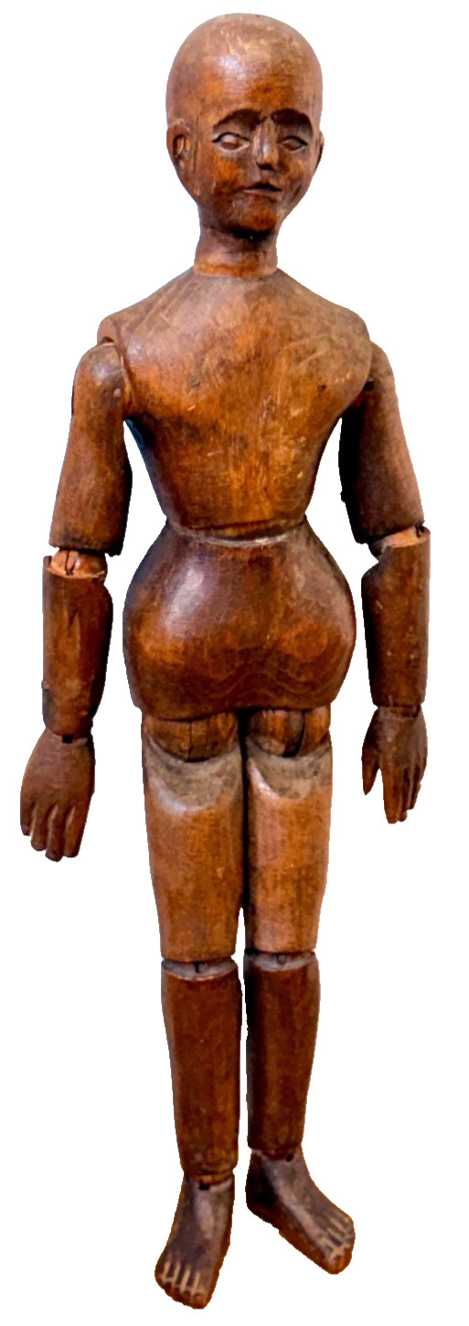 19c French Articulated Wood Artist Mannequin Sculpture Model Antique Folk Art