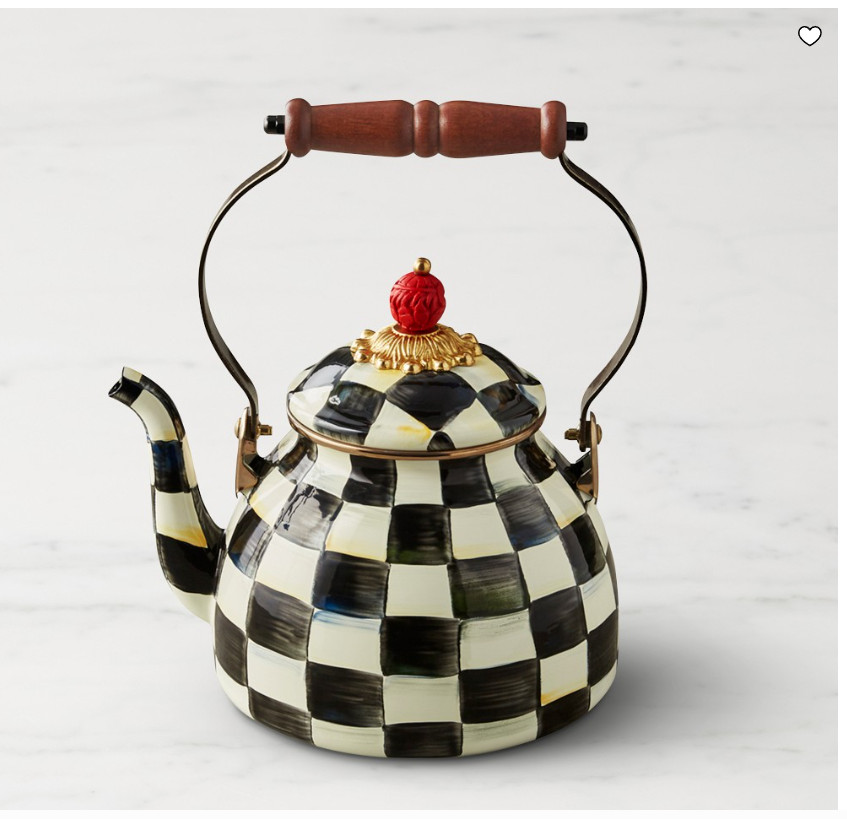 MacKenzie-Childs Courtly Check Tea Kettle Stovetop Teapot Kitchen Decor