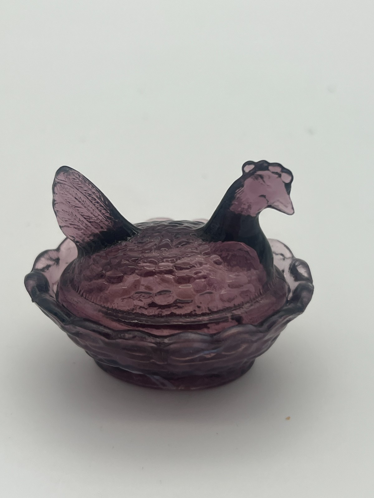 Vintage Boyd ~ Boyd Art Glass ~ Grape Swirl ~ Hen On Nest ~ Salt Cellar
