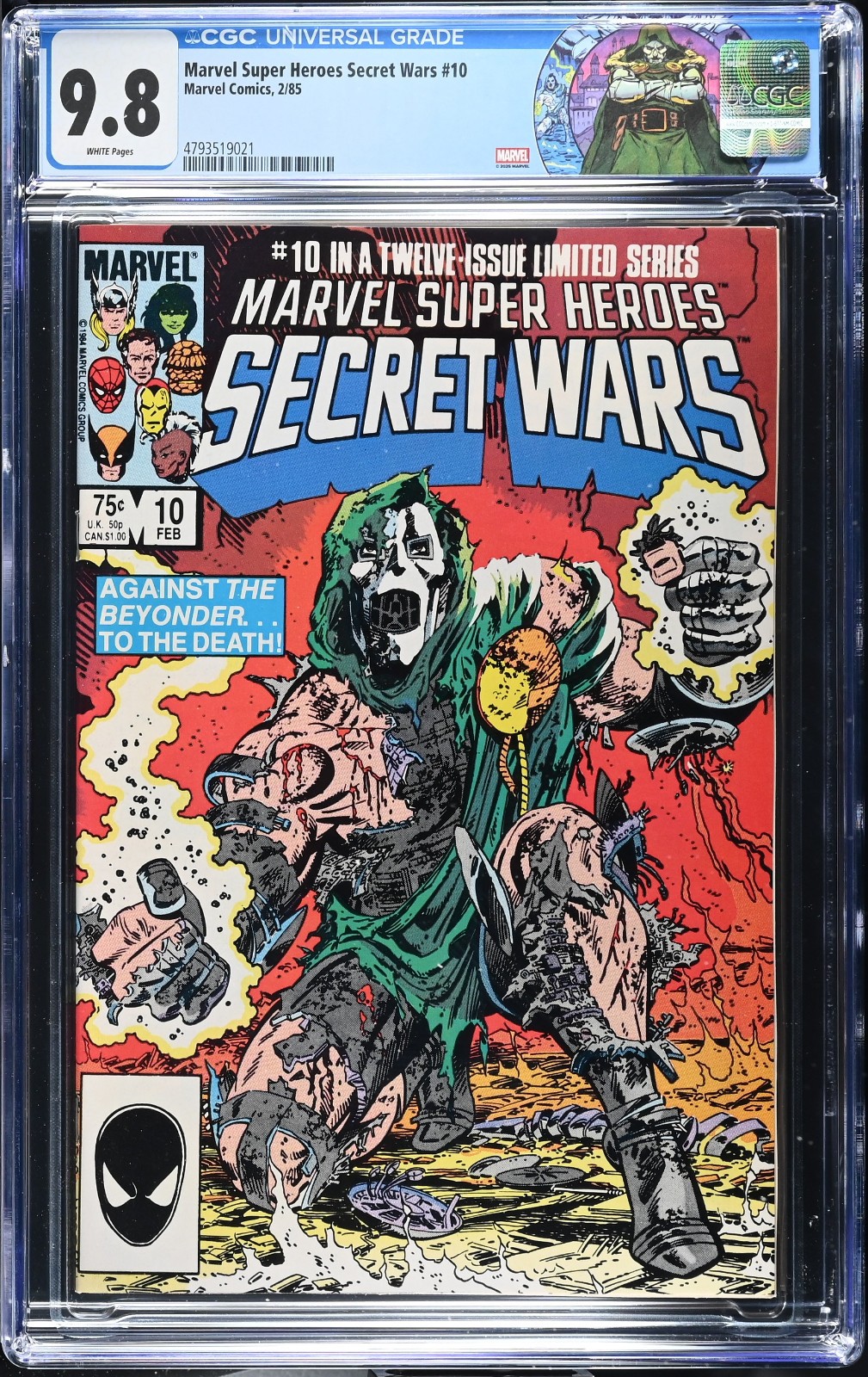 MSH SECRET WARS #10 CGC 9.8 White Pgs Classic Doctor Doom Zeck Cover 1985