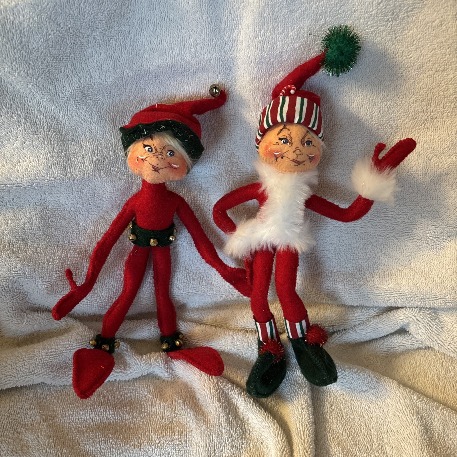 Vintage Annalee Christmas Elves Lot of 2