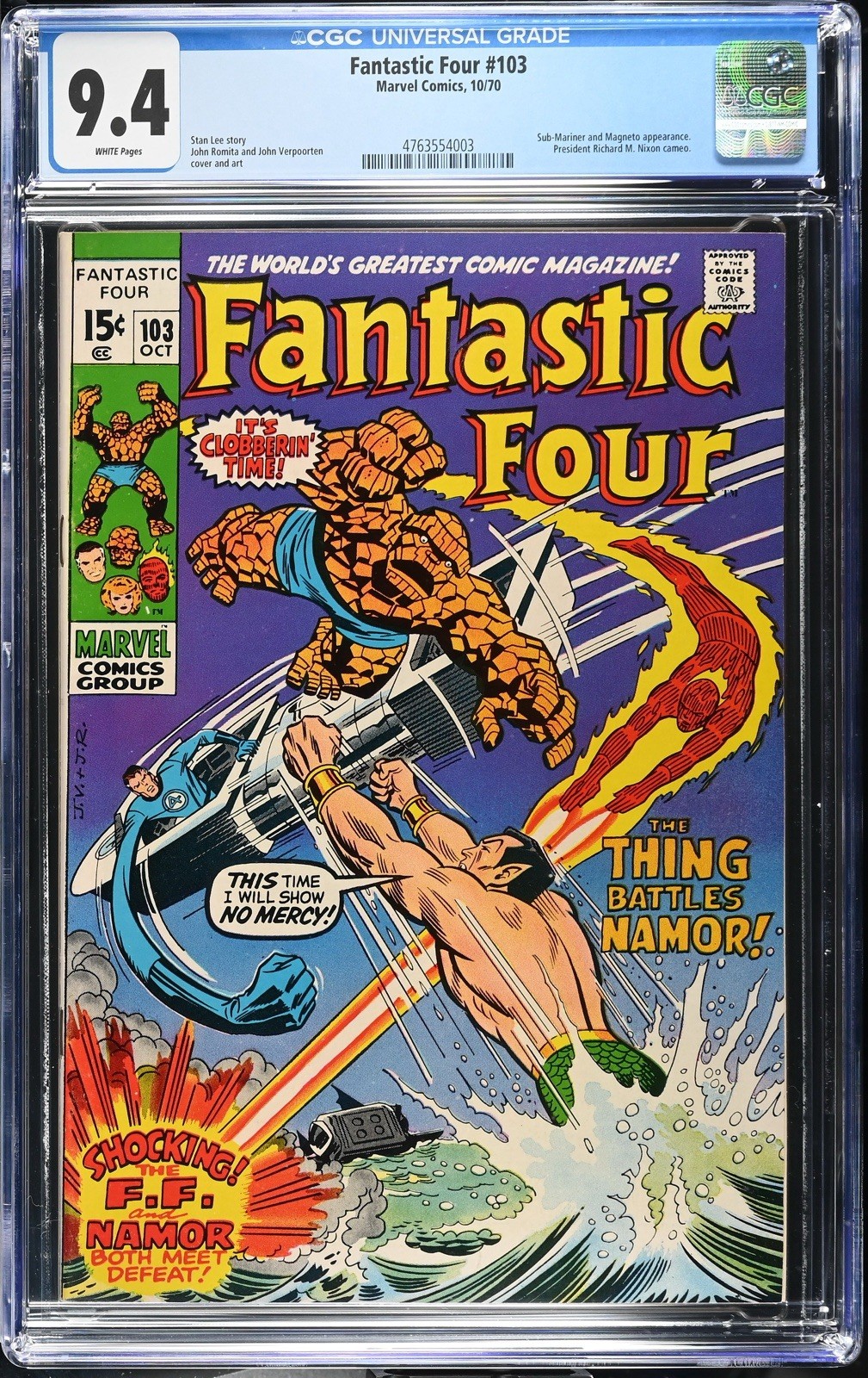 Fantastic Four #103 - CGC 9.4 - White Pages (Marvel Comics October 1970)
