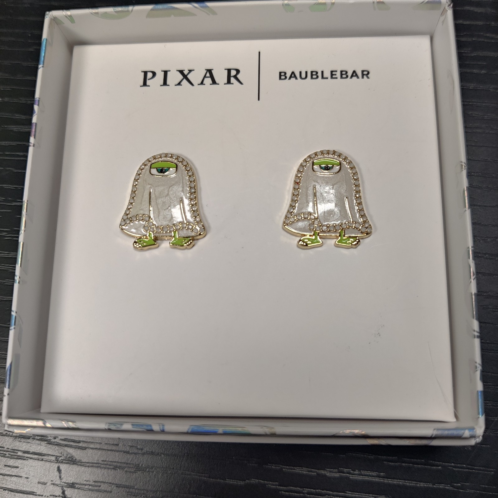 Disney Pixar BaubleBar Monsters Inc Mike Wazowski Ghost Earrings Halloween New