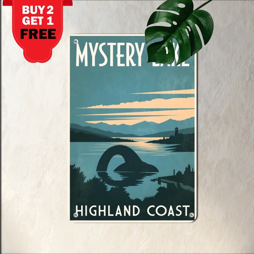 vintage loch ness scotland scottish tin metal signs