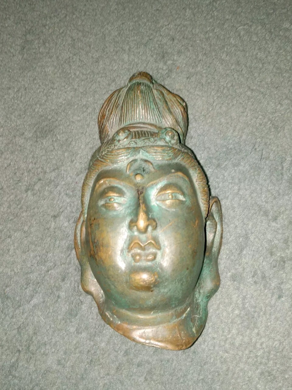 Antique Metal Asian Kwan Yin / Guanyin Bust  Wax Seal Buddha Religion Religious 