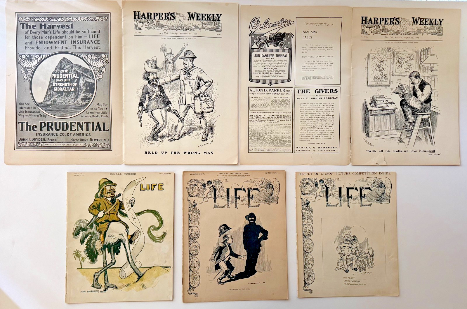 VINTAGE Theodore Roosevelt 1900s HARPER'S/LIFE MAGAZINE LOT Rough Rider teddy