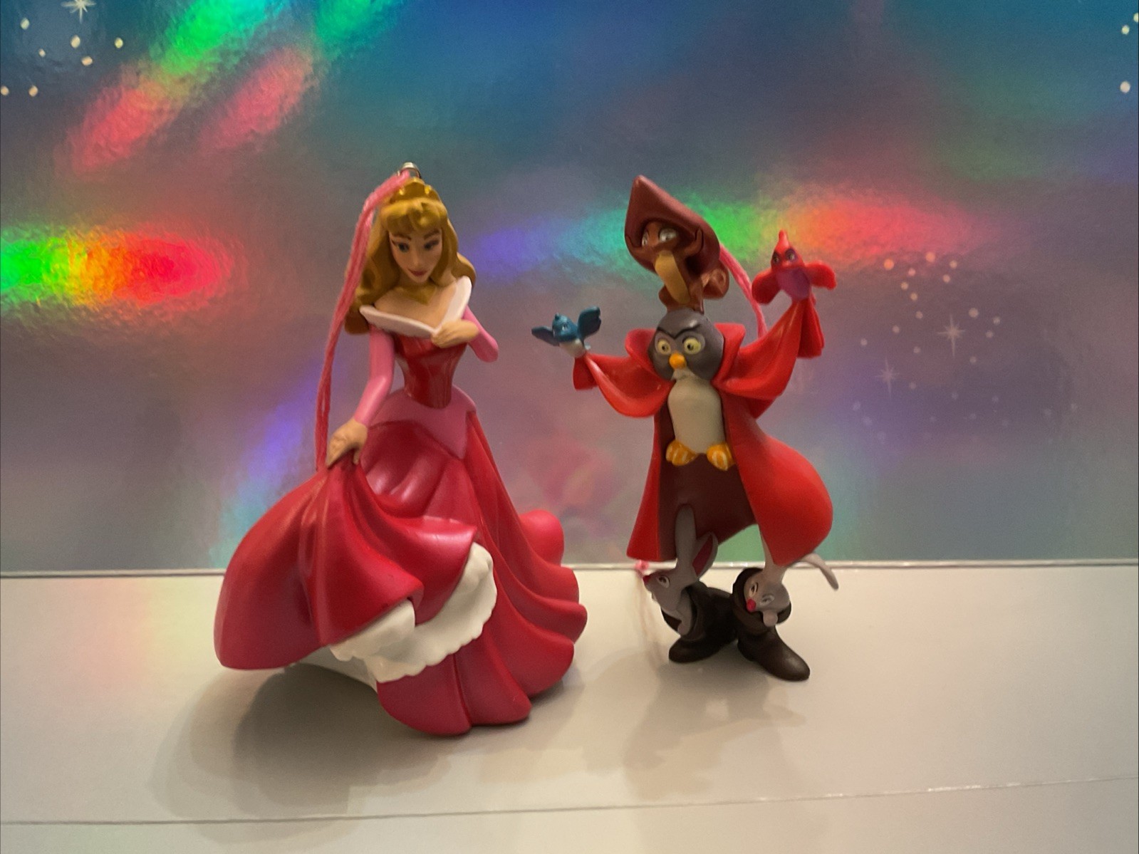 Disney Aurora and Owl In Coat from Sleeping Beauty Christmas Ornament Set