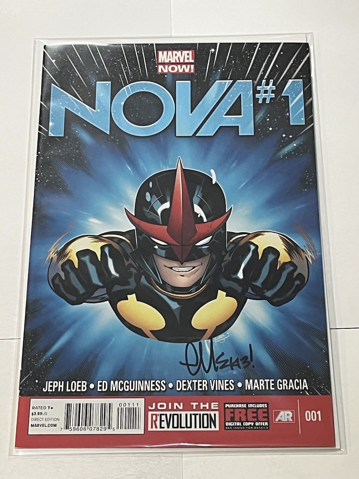 Nova #1A, 2013 Marvel Now, First Sam Alexander. Signed Ed McGuinness NM | Combin