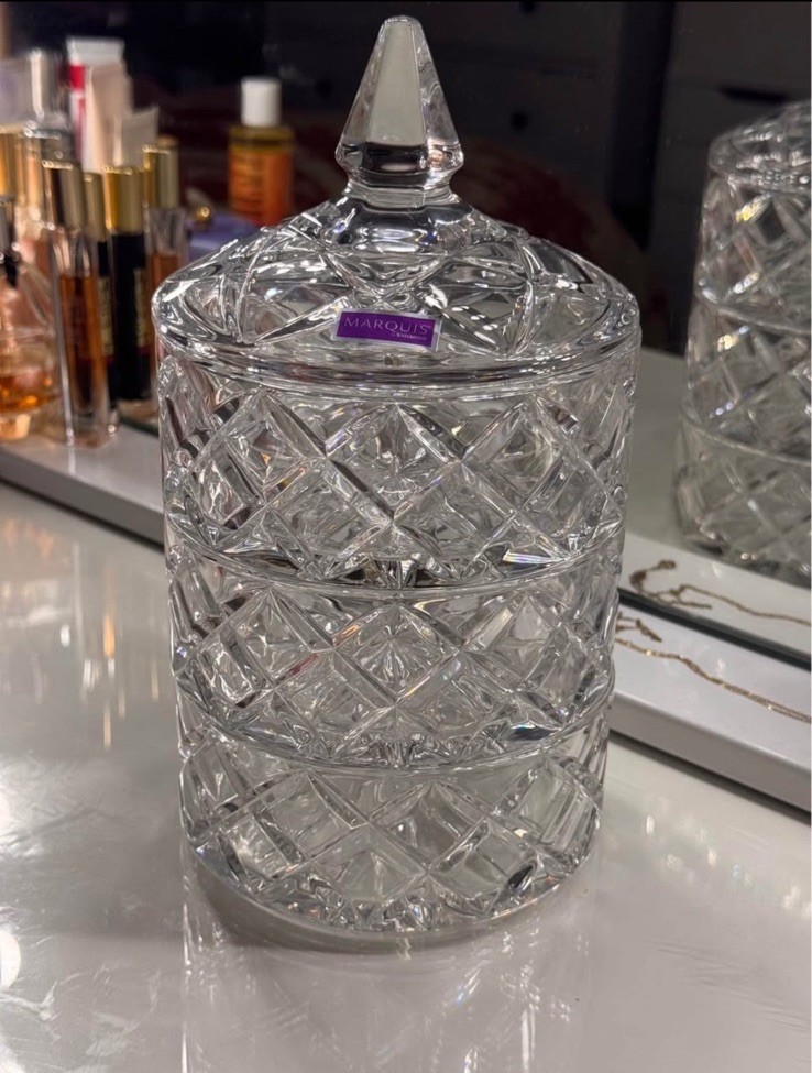 Marquis by Waterford Vintage Cut Crystal 3-Tiered Stacking Canister Set 9.75