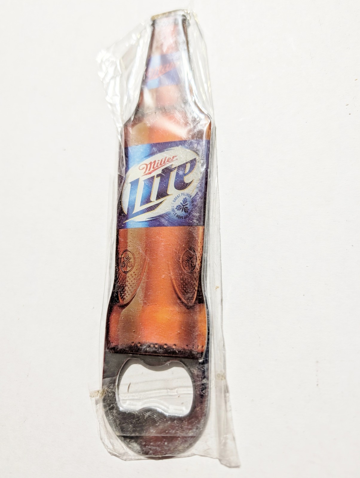 Vintage Miller Light Advertising Metal Bottle Shaped Bottle Opener