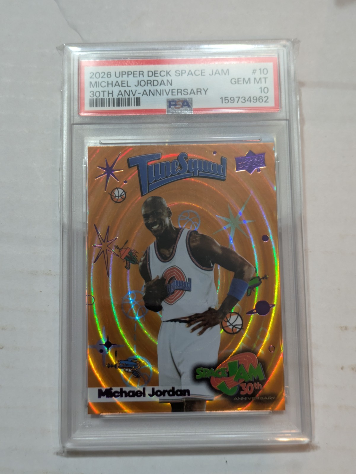 2026 UD SPACE JAM 30TH ANNIVERSARY ANNIVERSARY #10 MICHAEL JORDAN 20/96 PSA 10