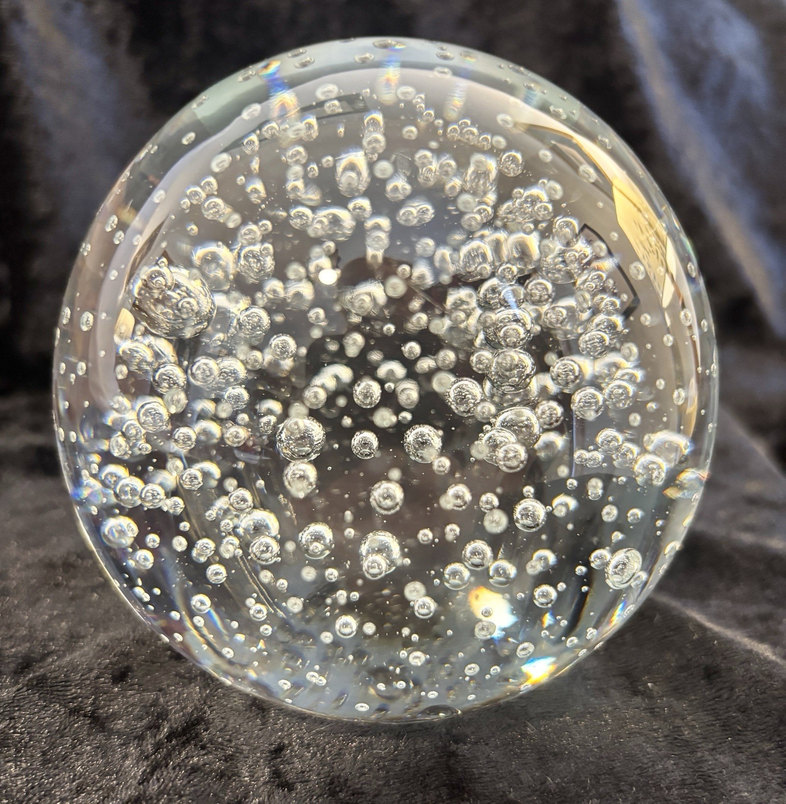 Art Glass Clear Bullicante Bubbles Paperweight Sphere 3.5”, 2.3#