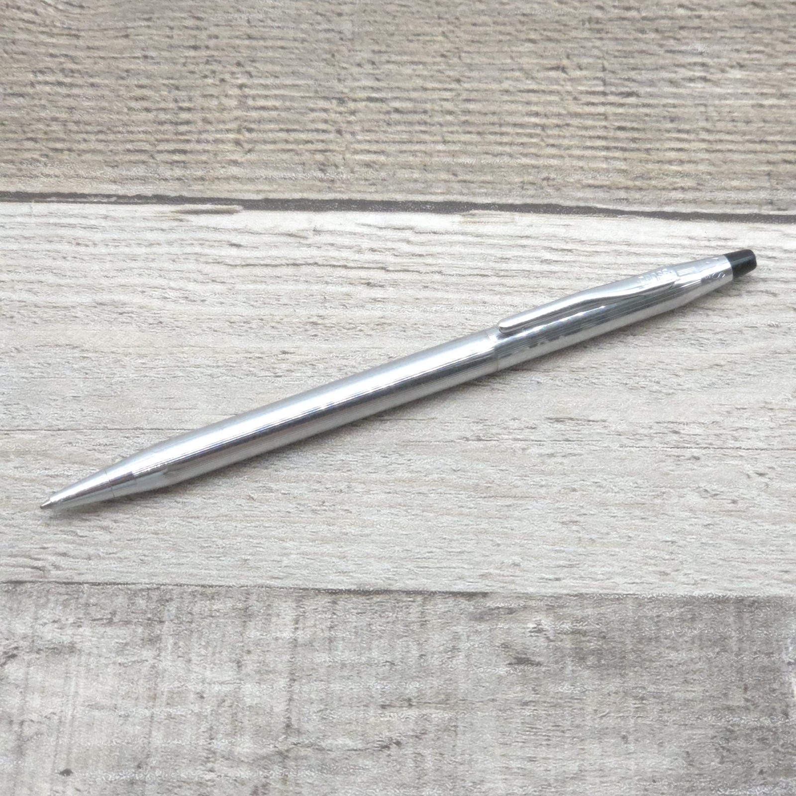 Vintage Cross Chrome Silver Ballpoint Pen Blue Ink Made in USA Classic