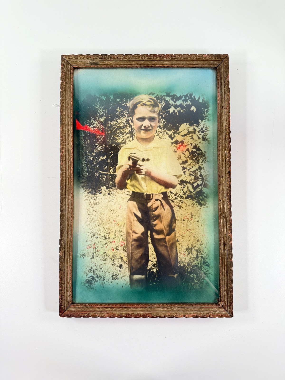 Antique 1920\'s Photo of Boy with Gun Rifle Shotgun Pistol Cowboy Hunting