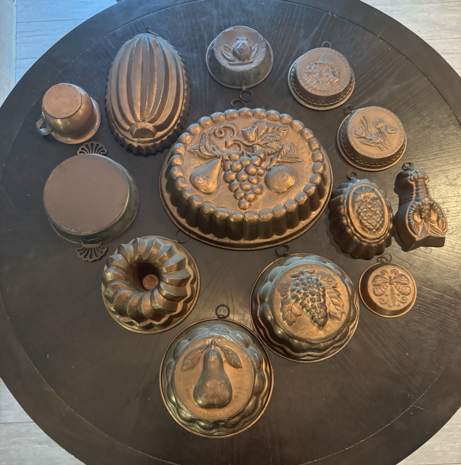 Huge Lot 13 Vintage Copper Kitchen Molds Premium Tin Lined & Solid Copper Decor