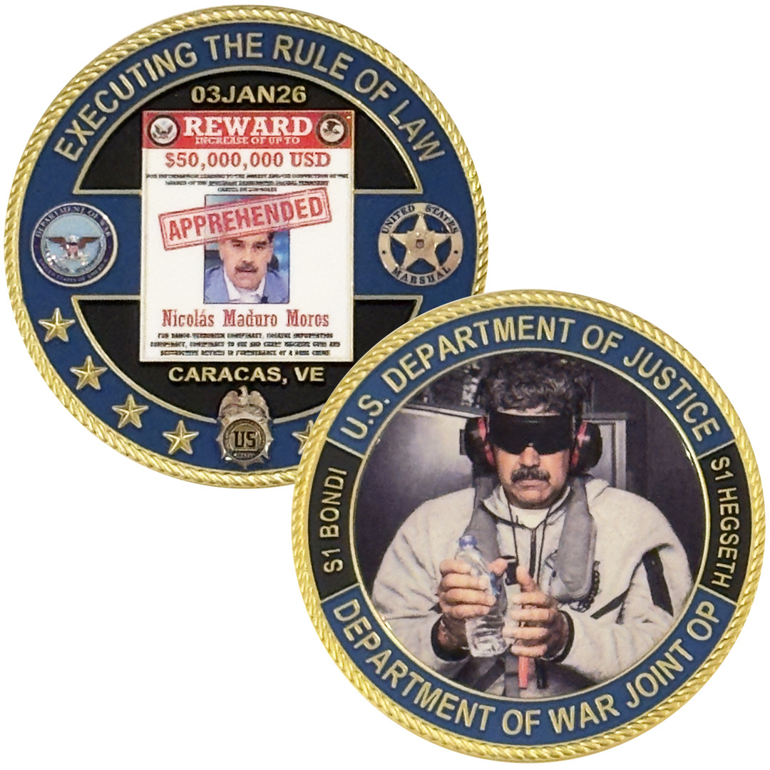 DL12-2 Dept of War DEA USMS Secretary Hegseth Pam Bondi Maduro Challenge Coin