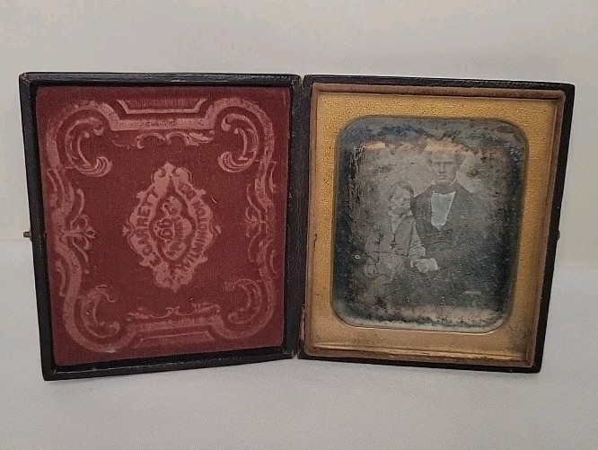 Rare 1856 Ellwood Garrett Daguerreotype 1/6 Plate Father & Son Double Portrait W
