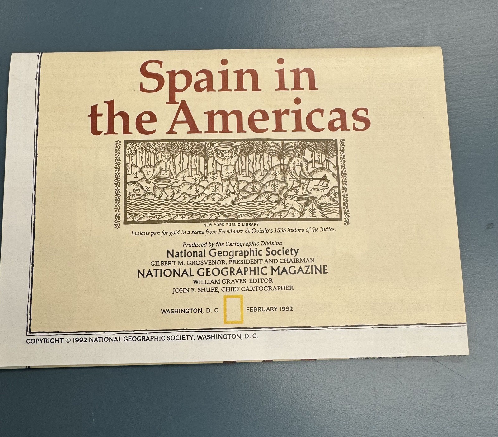 Vintage 1992 National Geographic Spain In The Americas Map Poster