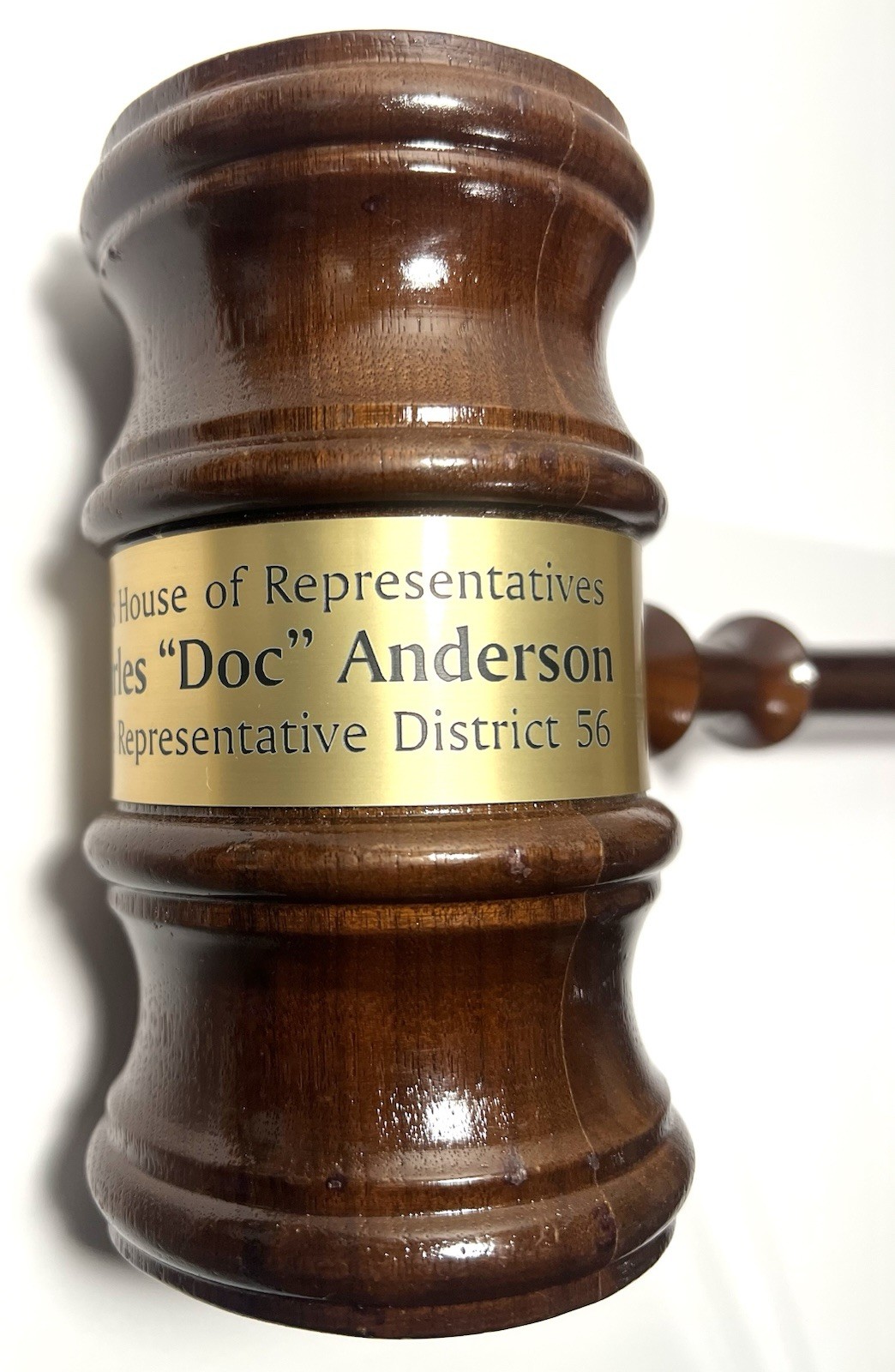 Rare Texas House Of Representatives Gavel - Charles “DOC” Anderson- District 56t