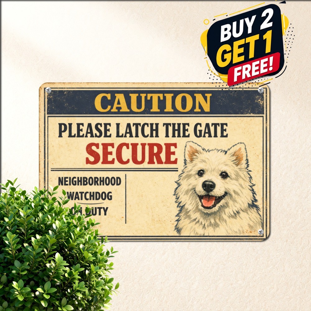 Bichon Frise Dog Warning Keep Gate Closed Plaque Metal Tin Sign Yard Decor