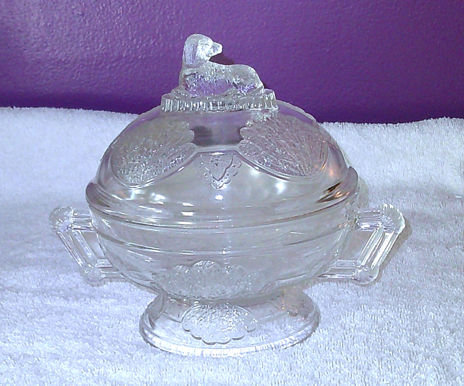 ANTIQUE EAPG GEORGE DUNCAN & SONS No 555 aka SHELL and TASSEL BUTTER DISH w/LID