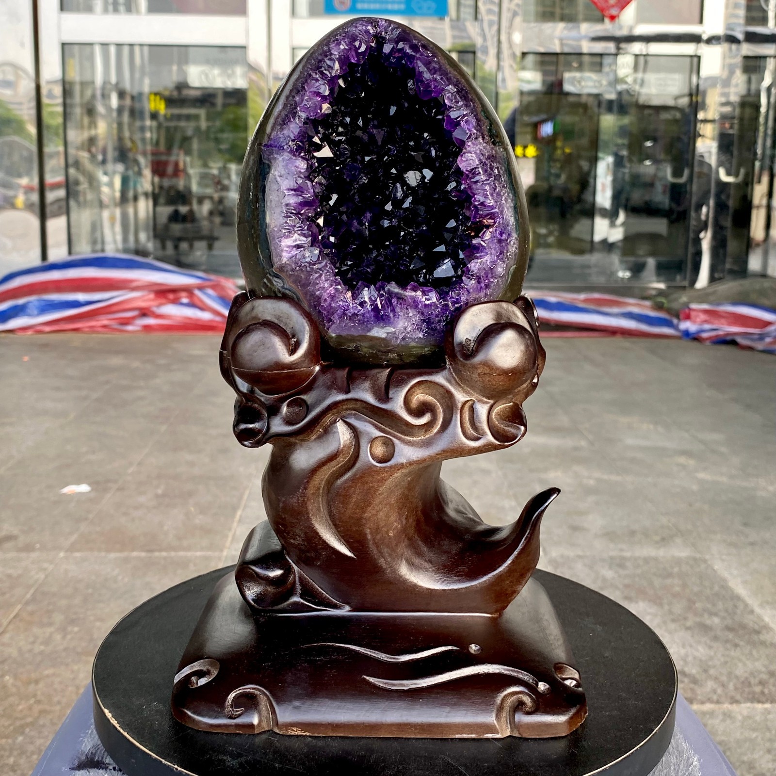 7.03LB High quality Natural Amethyst geode quartz crystal Dinosaur egg healing
