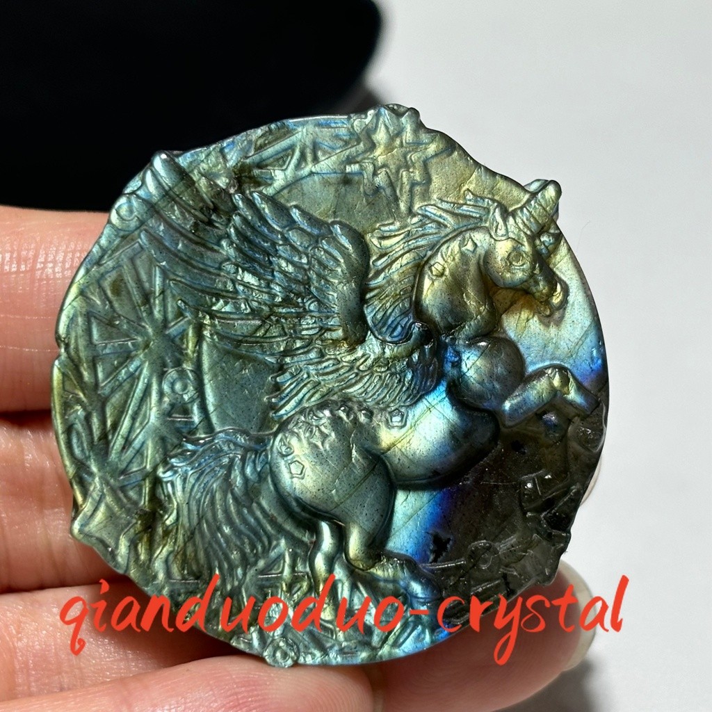 Natural Labradorite Quartz Skull Totem Carved Crystal Unicorn Skull Healing 1pc