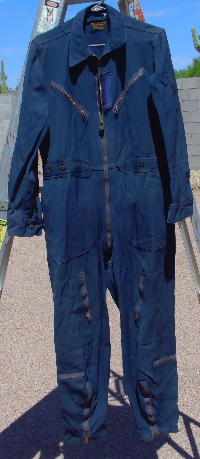 USAF Pilot & Crew Type L1-A Blue Flight Suit ,Size Medium Long, Needs Repair