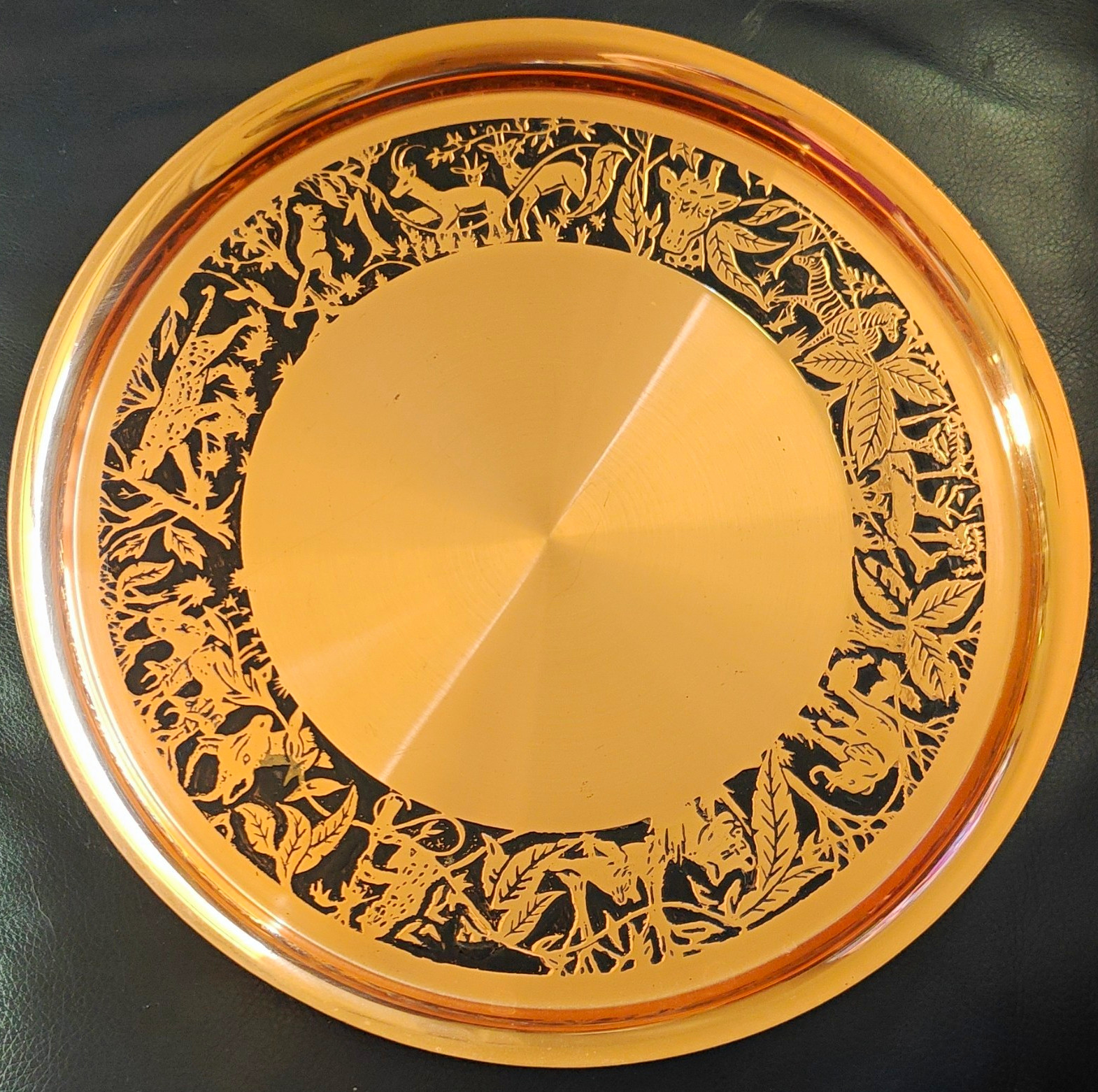  Vintage Solid Copper African Safari Tray Zimbabwe Harare Giraffe Zebra Wildlife