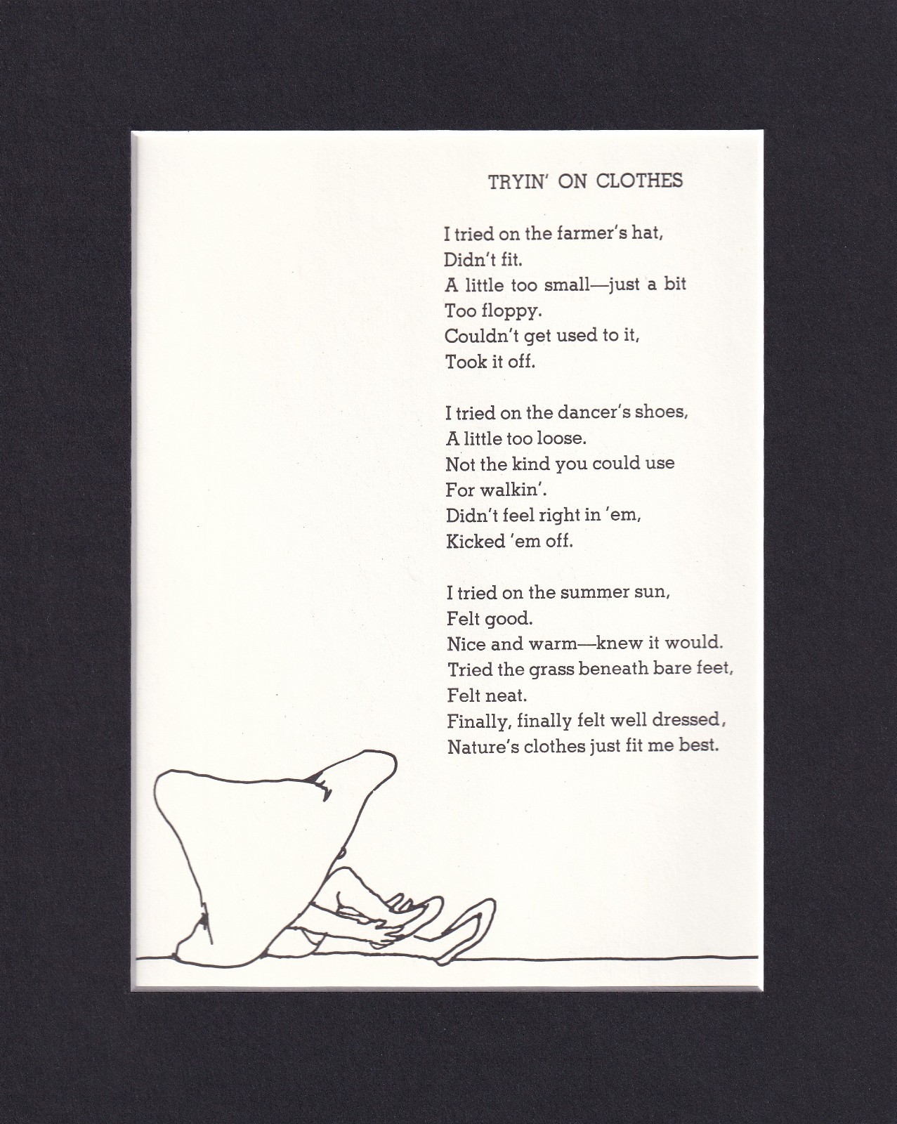 8X10 Matted Print Art Picture Shel Silverstein: Tryin' on Clothes