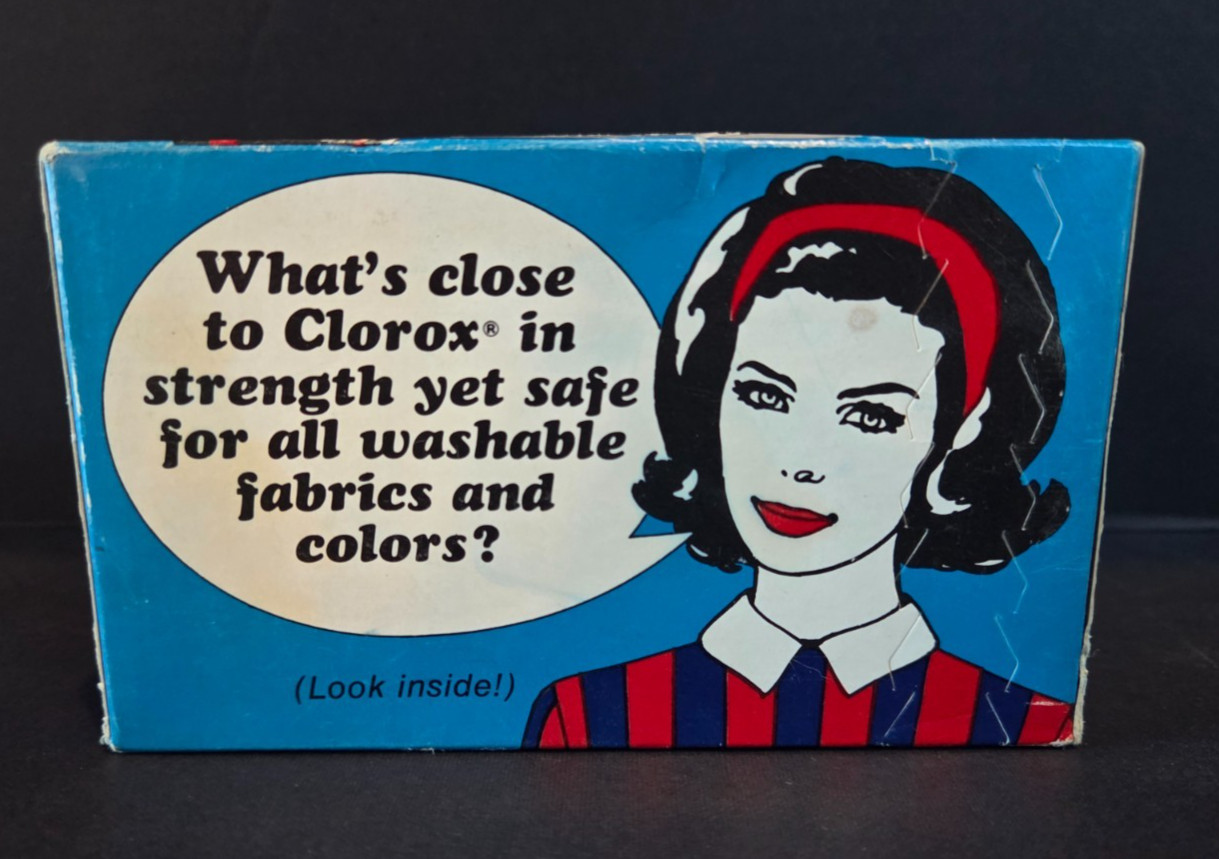 Vintage 1970s Clorox 2 All Fabric Bleach Mailer Box NOS Sealed Free Sample Promo